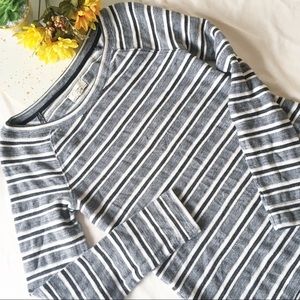 Lou & Grey by LOFT gray black striped shirt